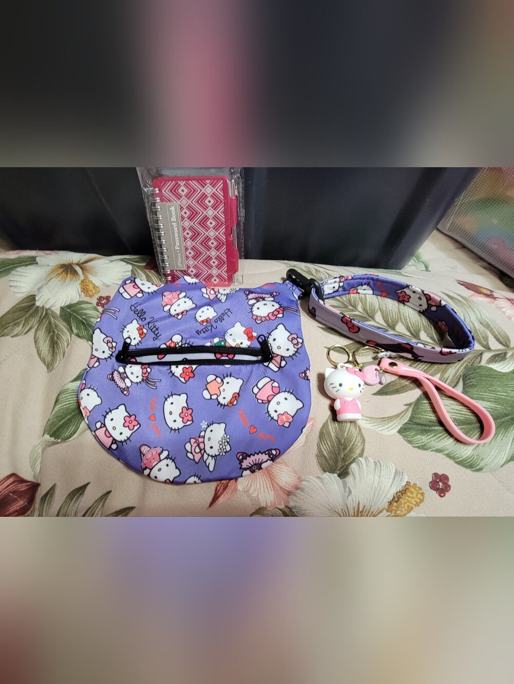 813- HK Purple Reversible Bag with Strap & Bag Charm Set